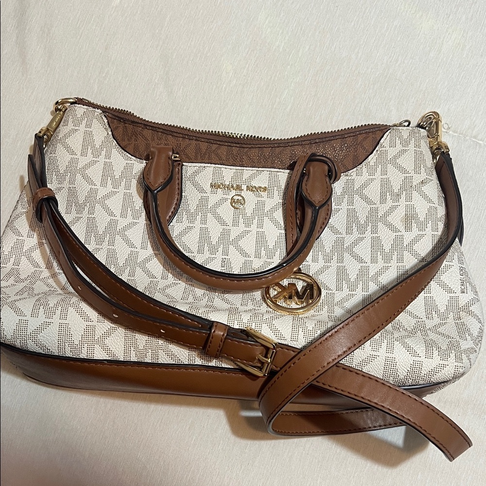 Michael Kors Signature Brown and Cream Satchel